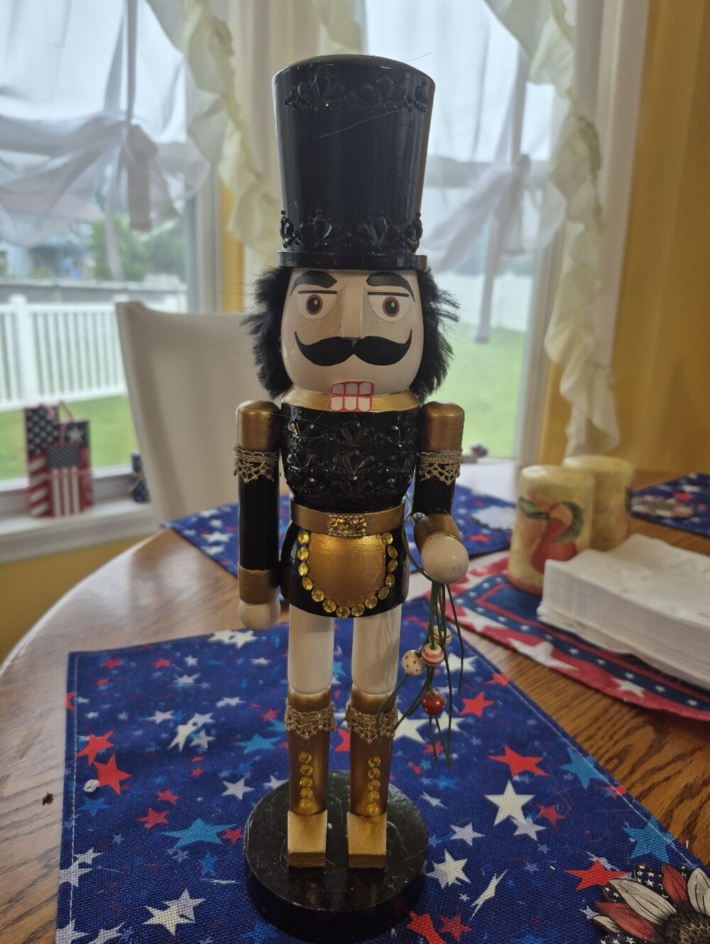 Black and Gold Wooden Nutcracker Figurine